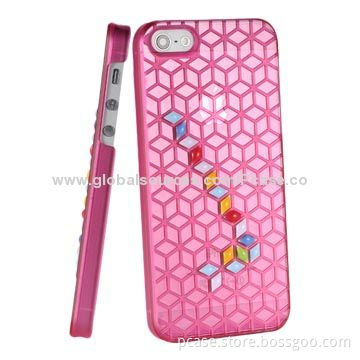 Transparent DIY TPU Mobile Phone Cases for iPhone 5, Grid Pattern with Peas for Your Options